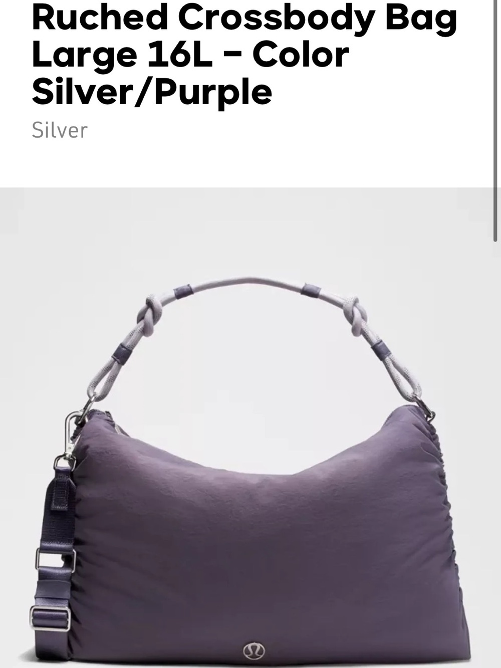 UNICORN PURPLE SUPER RARE COLOR Lululemon convertible ruched large crossbody bag - Picture 12 of 15